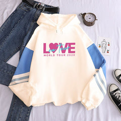 New contrast color pullover thick loose women's hoodie clothes fleece Harajuku top letter printing sweatshirt ladies