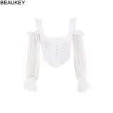 Pbong mid size graduation outfit romantic style teen swag clean girl ideas 90s latina aestheticSexy Women Tops White Spaghetti Strap Off Shoulder Mesh Top Wholesale Ruffle Sleeves Sweet Camis Party Club