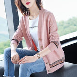 Sweet Korean style All-match Sweater Coat Students Chic Womens Cardigan Women V-neck Cartoon Embroidery Kawaii Harajuku Lovely