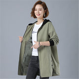 Women Plus Size 5XL Windbreaker Female Spring Autumn Trench Coat Loose Large size Windbreaker Hooded Women's Clothing A555