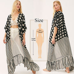 Bikini Cover-ups Bohemian Printed Long Kimono Cardigan Plus Size Chiffon Tunic Women Beach Wear Swim Suit Cover Up Q912