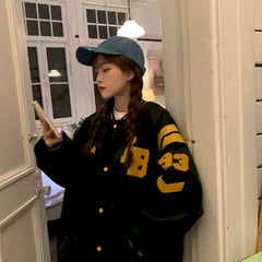 Jacket Women Jackets Oversized Baseball Punk Clothes Autumn/winter New Clothes Korean Students Thickened Plus Velvet Sweatshirt