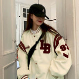 Jacket Women Jackets Oversized Baseball Punk Clothes Autumn/winter New Clothes Korean Students Thickened Plus Velvet Sweatshirt