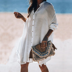 Beach Cover up  White Tunic Woman Bikini Cover-ups Bathing Suit Women Beachwear Swimsuit Cover up Sarong pareo plage Pbong mid size graduation outfit romantic style teen swag clean girl ideas 90s latina aesthetic