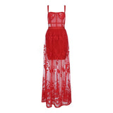 High Quality Red Lace Sleeveless Hollow Out Long Rayon Bandage Dress Evening Party Cute Dress  Pbong mid size graduation outfit romantic style teen swag clean girl ideas 90s latina aesthetic