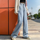 Fashion ladies jeans high waist three-color loose jeans street style high waist jeans wide feet retro high quality pants