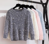 New Autumn Winter Two Piece Set Tracksuit Women Elegant Beading Knitted Sweater+High Waist Tweed Mermaid Skirt Ladies Outfits