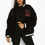 Spring And Autumn Vibe Style Baseball Uniform New Bomber Jacket For Women Fashion Retro Clothes Streetwear Oversized Coat