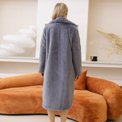 New Women Winter Warm Faux Fur Coat Thick Women Long Coat Turn Down Collar Women Warm Coat Casaco Feminino