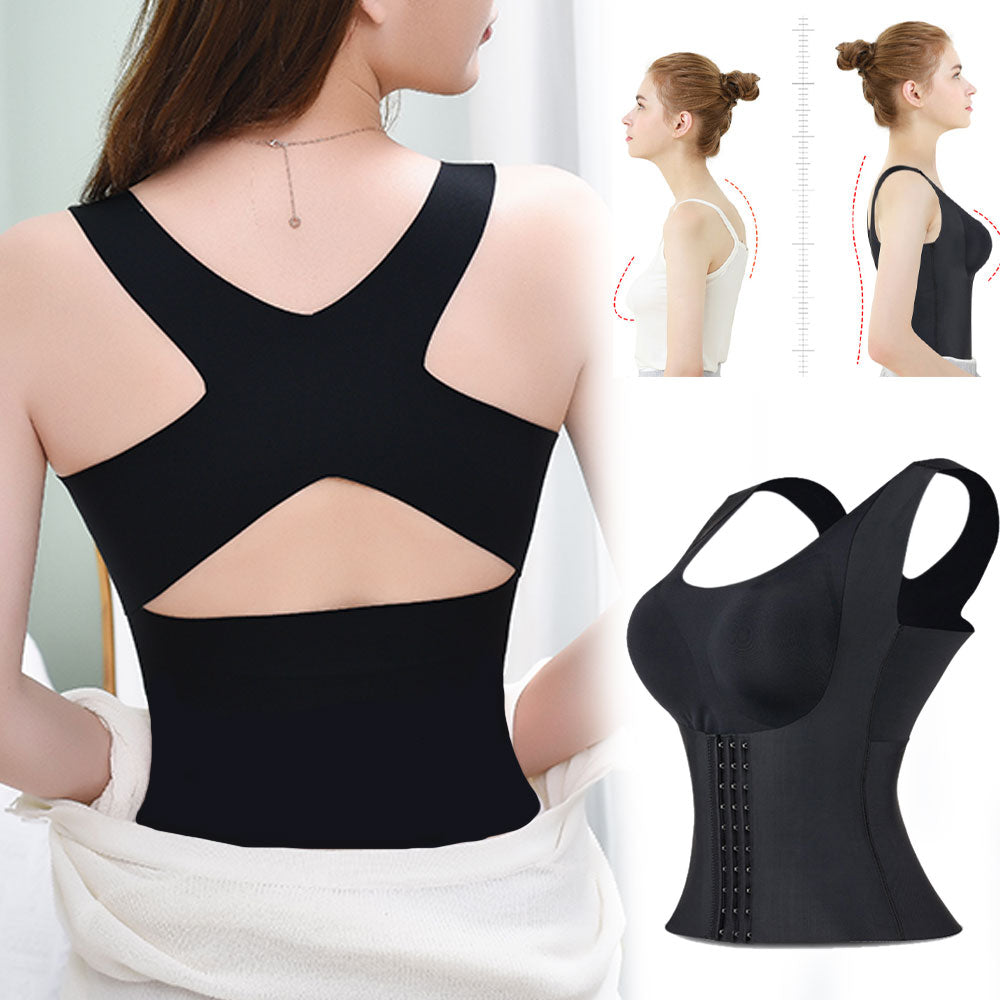 Women Reducing Girdle Posture Corrector Bra Seamless Underwear Slimming Belly Sheath Cross Back Tank Tops Body Fitness Vest