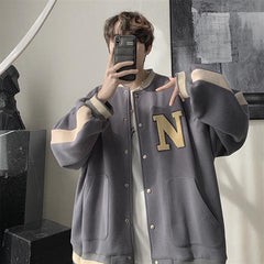 Hip Hop Baseball Uniform Flocking Printed Jacket Streetwear Loose Patchwork Jacket Men's Tops Women's Jackets Oversized Jackets