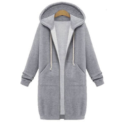 Long Oversized Hoodies Women Autumn Winter Sweatshirt Women Zipper Women Hoodies Outerwear Pockets Sudaderas Mujer Sweat Femme