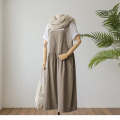 New Summer Dress Ladies Dress Plus Size XL- 5XL Cotton Linen Women Tank Vestidos Sleeveless Robe Dress Pockets Clothes