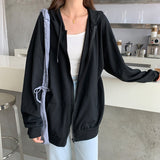 Harajuku Korean version loose thin long-sleeved hooded sun protection coat solid color retro shirt student girl top