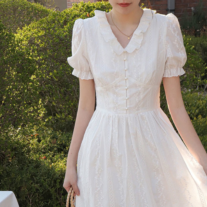 Summer Elegant Chiffon Dress Women French Style Sweet Lace-up Midi Kawaii Dress V-neck Korean Slim Designer Princess Dress