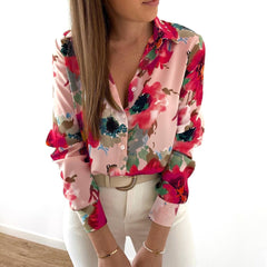 New Floral Blouse Women Turn-down Collar Long Sleeve Fashion Plus Size Casual Blouses Elegant Lady Office Work Shirts Tops