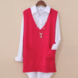 Long Knitted Vest Women V-neck Solid Polly Pocket Plus Size Sleeveless Vest Pullover Gilet Femme Korean Casual Female Vest 4XL