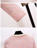 New High Quality Women Autumn Winter 3 Piece Sets Lady Fashion Elegant Slim Coat Skirt Shirt Three-piece Suit Tweed Sets