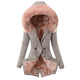 Winter Women Coat Ladies Fur Lining Coat Womens Winter Warm Thick Long Jacket Hooded Overcoat Fashion Parka Coat Jacket