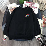 Rainbow plus size fashion Women Hoodies korean style tops Kawaii Sweatshirts oversized Pullovers Casual Streetwear clothes