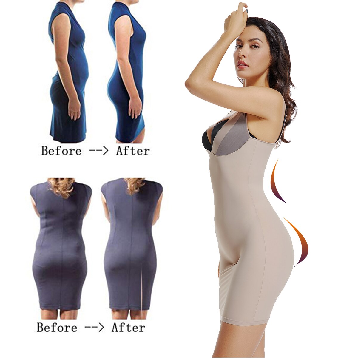 Women Slimming Underwear Lining Control Slip Dress Sexy Lingerie Body Shaper Bodysuit Waist Trainer Adjustable Corset Shapewear