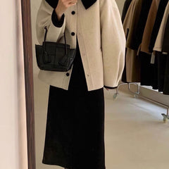 Fashion Autumn Lapel Single Breasted Solid Coat Women Short Loose Casual Streetwear Tide Manteau Femme