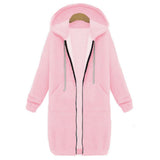 Once Autumn Casual Women Long Hoodies Sweatshirt Coat Zip Up Outerwears Hooded Jacket Winter Pockets Plus Size Outwear Tops