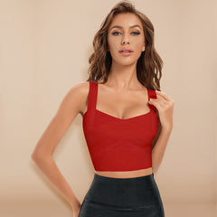 Pbong mid size graduation outfit romantic style teen swag clean girl ideas 90s latina aestheticSexy Short White HL Bandage Crop Top Women Vest Yellow Black Red XL Camis Bodycon Tank Mini Length Wholesale