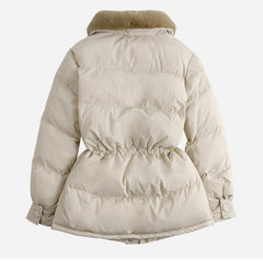 Winter Jacket Women Slim Cotton padded coat Fashion Fur collar Casual Parkas Single breasted Coats Female Thick Warm Overcoat