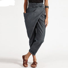 Fashion Pantalon Casual Long Palazzo Women's Harem Pants  Woman Big Pockets Side Zipper Trousers Plus Size Turnip 5XL