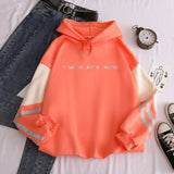 New contrast color pullover thick loose women's hoodie clothes fleece Harajuku top letter printing sweatshirt ladies