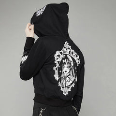 Halloween Print Hoodies Coats Women Autumn Winter Fleece Warm Oversize Tops And High Waist Pants Female Casual Two Peices Sets