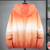 Jacket Women Ultra Thin Sunscreen Coat  Spring Summer New Fashion Gradient Orange Blue Pink Plus Size Loose Hooded Tops N852