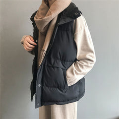Winter Warm Cotton Padded Vest women Sleeveless Parkas Jackets
