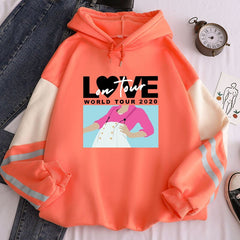 New contrast color pullover thick loose women's hoodie clothes fleece Harajuku top letter printing sweatshirt ladies