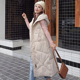 New X-Long Hooded Vests Parkas Fashion Winter Jacket Women Casual Thick Down Cotton Winter Coat Women Warm Waistcoat