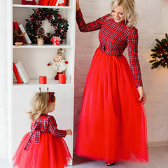 New Year Family Matching Clothes Christmas Mother Daughter Dresses Mommy And Me Plaid Mom Dress Kids Child Outfit Autumn