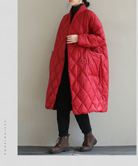 Winter New Arrivals Women's Cotton Coats Diamond Lattice Block Big Size Female Long Parkas Loose Lady Overcoats Clothes