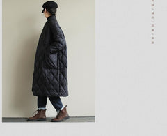 Winter New Arrivals Women's Cotton Coats Diamond Lattice Block Big Size Female Long Parkas Loose Lady Overcoats Clothes