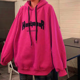 New plus velvet padded hooded sweatshirt women autumn and winter letters loose Korean style streetwear top Harajuku hoodie