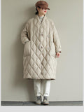 Winter New Arrivals Women's Cotton Coats Diamond Lattice Block Big Size Female Long Parkas Loose Lady Overcoats Clothes