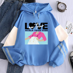 New contrast color pullover thick loose women's hoodie clothes fleece Harajuku top letter printing sweatshirt ladies