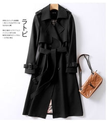 Spring Autumn Trench coat Women Fashion Double Breasted Belt Long Trench coat Plus size Windbreaker Lady British style Outerwear