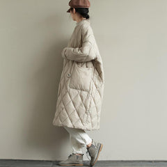 Winter New Arrivals Women's Cotton Coats Diamond Lattice Block Big Size Female Long Parkas Loose Lady Overcoats Clothes