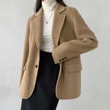 Women's Woolen Overcoat Cashmere Jackets Autumn Winter Baggy Thickening Warm Female Pure Manual Senior Brand TOPs Blazer Coat