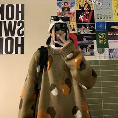 winter retro sweater women loose new all-match tops winter women's fashion pullovers women sweaters Korean tops