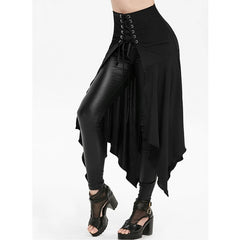 Black Medieval Skirt Women Halloween Vintage Irregualr Hem Steampunk Ladies Long Skirts Gothic Cosplay Dress Skirt fashion