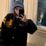 Jacket Women Jackets Oversized Baseball Punk Clothes Autumn/winter New Clothes Korean Students Thickened Plus Velvet Sweatshirt