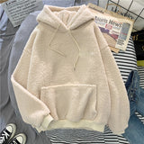 New Autumn Winter Thick Warm Coat Velvet Cashmere Women Hoody Sweatshirt Solid Blue Pullover Casual Tops Lady Loose Long Sleeve