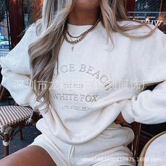 Letters Printed White Crewneck Sweatshirt Women Winter Tops Oversized Cool Girls Streetwear New Korean Fashion Pullovers Casual